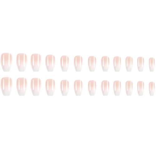 24pcs Simple French Ballet Nail Gradient white wearing Fake