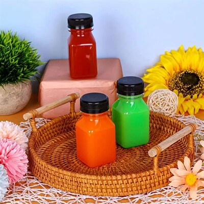 4 Pack  Empty Plastic Juice Bottles Reusable Clear Drink Con