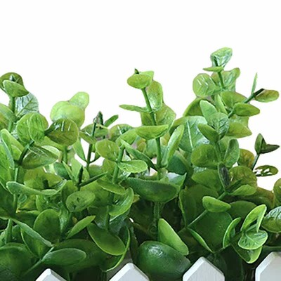 Wood Fence Artificial Plastic Eucalyptus Green Plant Home Ca