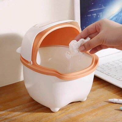 Cute Mini Desktop Trash Can for Students, Small Bedside or H
