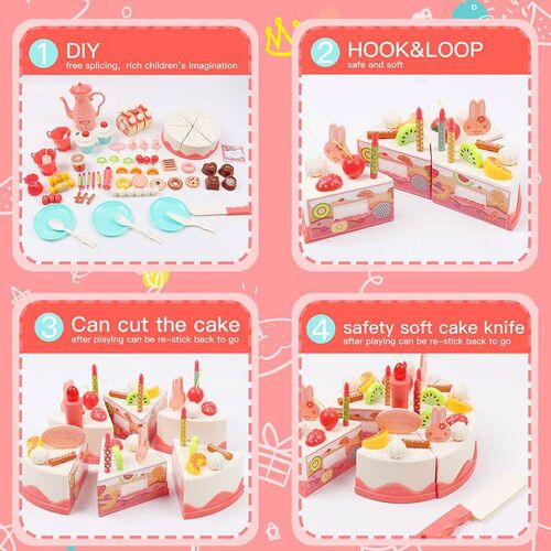 83 Pcs DIY Kitchen Toy Pretend Cutting Birthday Cake Toys De