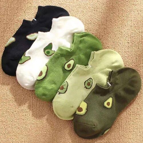 5 Pars vocado Crew nkle Socks Cartoon Fresh Fashon Breathabl