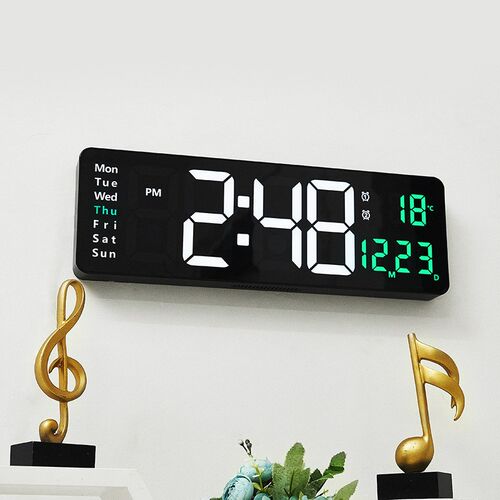 Large Digital Display LED Wall Clock Remote Control Time Dat