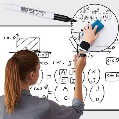 3/12pcs Erasable Black Whiteboard Marker Pens Teaching Suppl