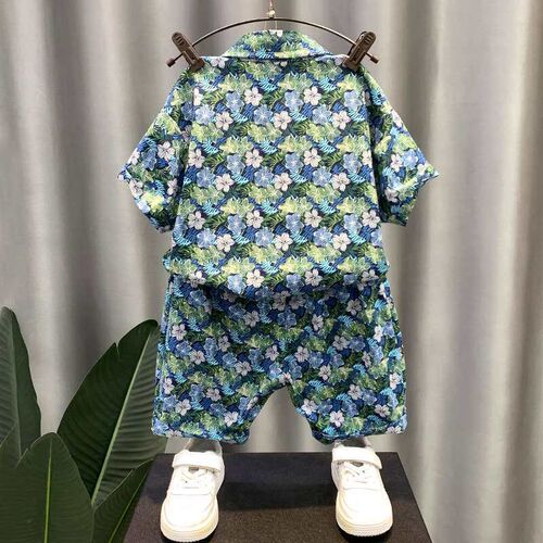 Boys Summer Suit Stylish Mens teasure Flower Shirt Fashion