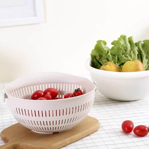 Kitchen Silicone Double Drain Basket Bowl Washing Storage Ba