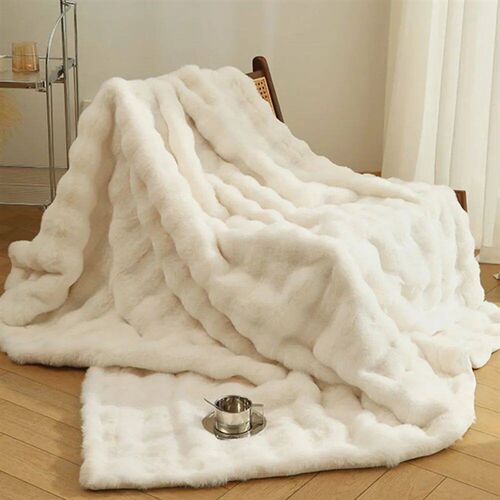 High-grade Faux Rabbit Fur Blanket Autumn Winter Soft Thick