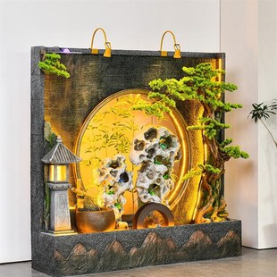 大型循环水客厅摆件太湖石落地水幕墙风别墅花园造景流水屏办公室