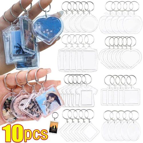 1/5/10PCS Clear Tassels Acrylic Photo Frame Keychain Photo I