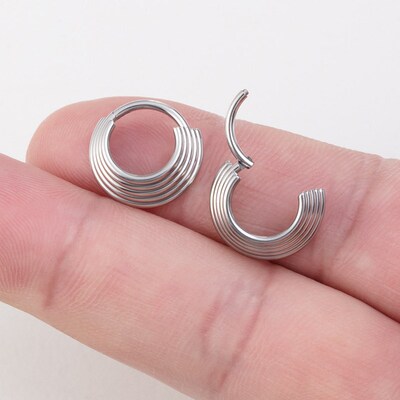 1pc Surgical Steel Nose Ring Hinged Segment Septum Piercing