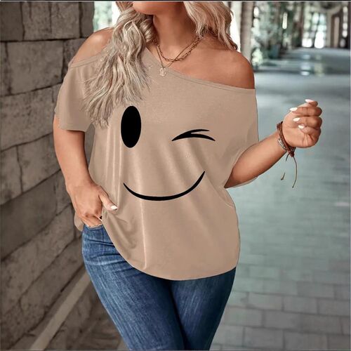 2025 Independent Station Loose Casual Smiling Face Printing