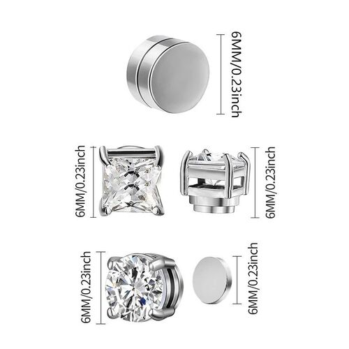 Crystal Strong Magnetic Ear Stud Clip Earrings for Men and W