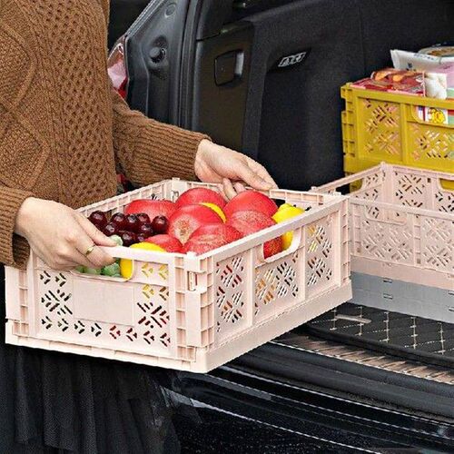 Crate Collapsible Storage Box Plastic Folding Basket Home