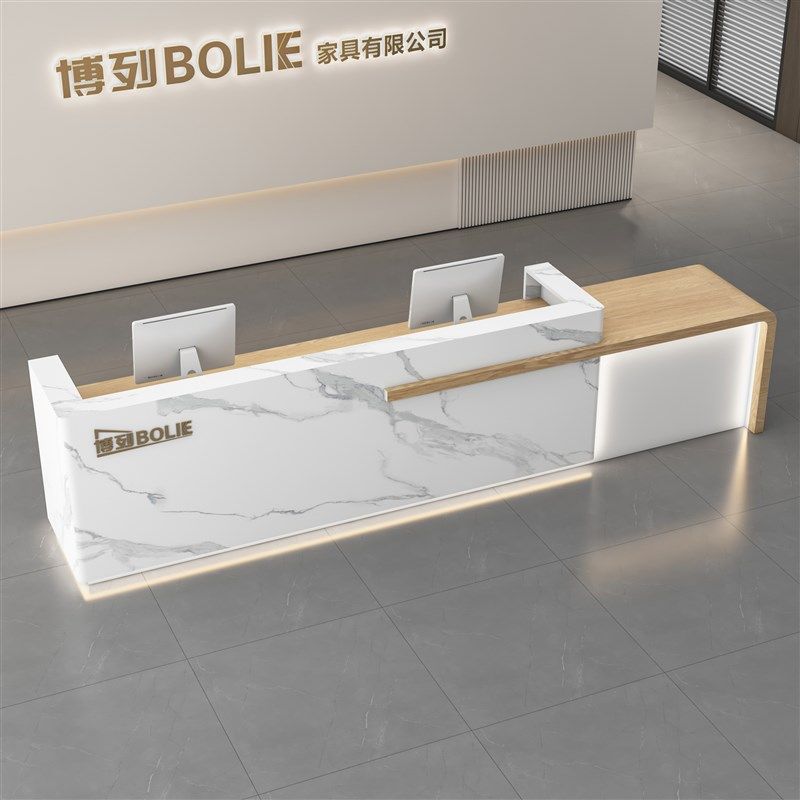 公司前台桌接待台酒店大堂烤漆吧台房地产大理石纹柜台收银台定制,商业/办公家具,收银台,淘宝优惠券,粉丝福利购,淘宝优惠卷