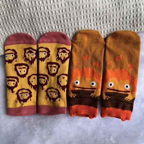 Cute Calcfer Socks Women Funny Novelty Casual Crew Socks nme