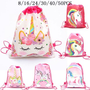 8/16/24/50PCS Unicorn Drawstring Bag For Girls Travel Storag