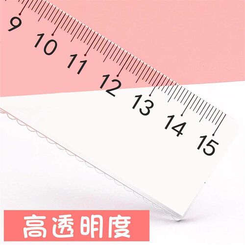 Student transparent straight ruler with wave pattern, 15cm p