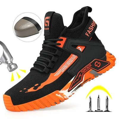 High top Safety Shoes Men Steel Toe Work Shoes Men Anti-punc