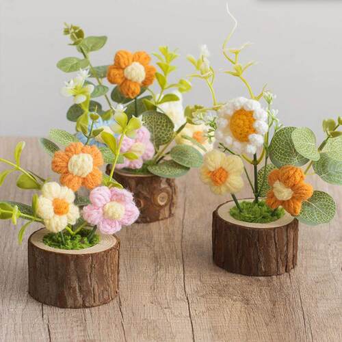 New Crochet Flowers Cute Knitting Flowers Potted Graduation