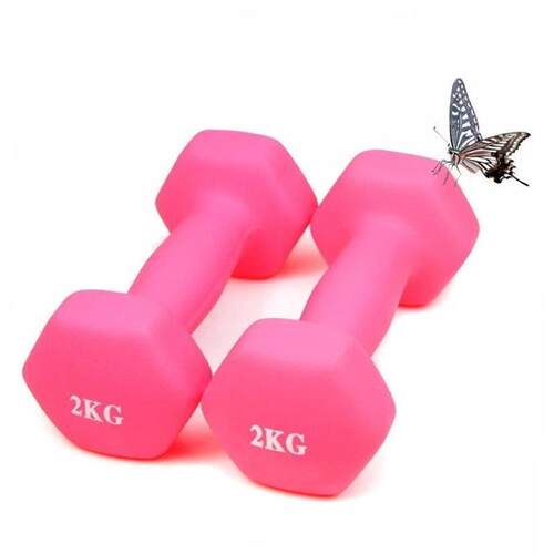 Female a pair of small dumbbell weights Men and women
