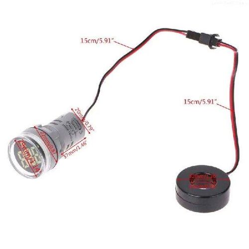 22mm Round for Head LED Current Tester 0~100A Ammeter