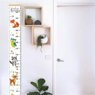 Children Height Measuring Ruler Cartoon Animal Print Canvas