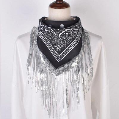 Cowgirl Bandanas Sequin Women Bachelorette Bandanas Tassel T