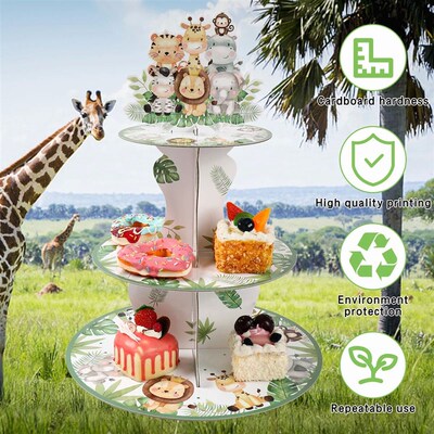 Jungle Animals Safari Cupcake Stand Baby Shower Birthday Par