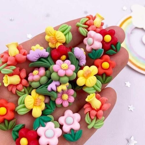 Colorful Various Resin Painted Kawaii Mini Cute A Flower Fla