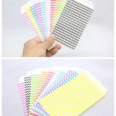 Mini Chevron Kraft Paper Bags , Wedding Party Invitation Gre