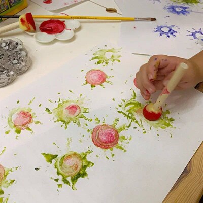 Kids Toddler Sponge Stamp Brush Kits Flower Drawing Toys for