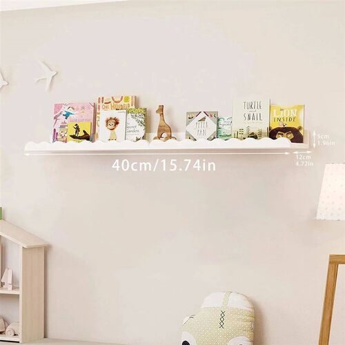White Wavy Wooden Floating Shelf Bedroom Wall-Mounted Shelf