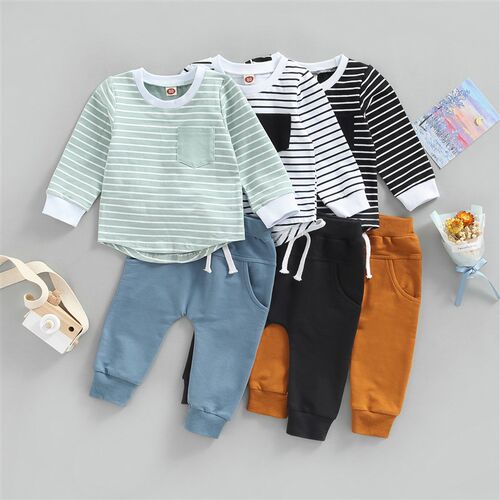 Citgeett Autumn Toddler Baby Boys Girls Casual Suit Stripe P