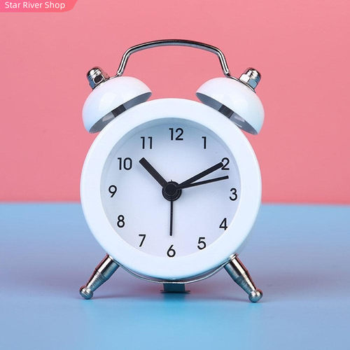 Cute Mini Metal Round Alarm Clock Desk Table Electronic Digi