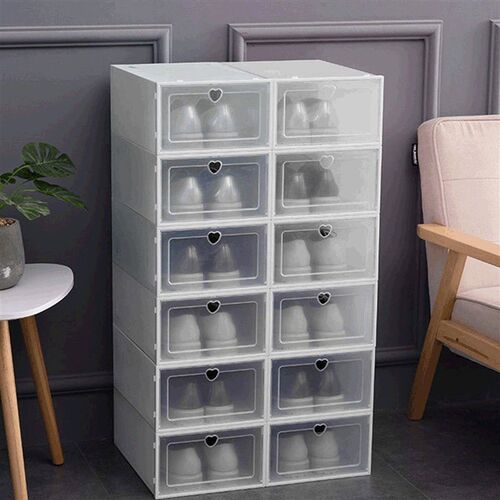 20 Pack Shoe Storage Box, Clear Front Lid Plastic Stackable