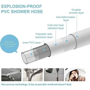 PVC Handheld Shower Head Hose Universal Flexible Anti Windin