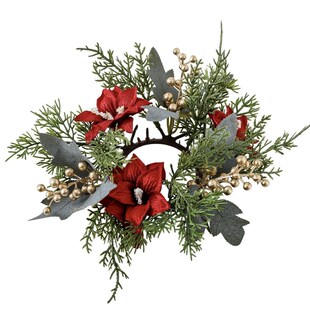 Christmas Candlestick Wreath Flowers Garland Candle Ring