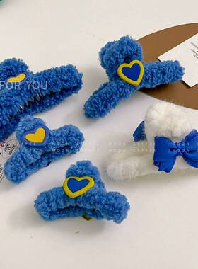 Blue lamb hair paint metal love clip ins hair clip retro per