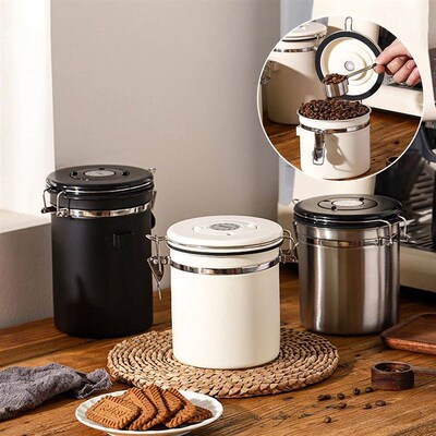 Coffee Beans Vacuum Sealed Jug,Stainless Steel Food Airtight