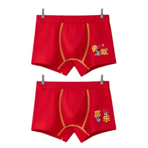 Red Underwear for Boys Year of the Dragon Cotton Boys Shorts