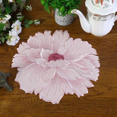 Popular rose flower embroidery place table mat cloth kitchen