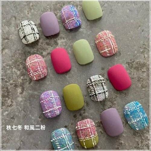 Nail Art Winter Knitted Woolen Sugar Powder 3D  Plaid Nail