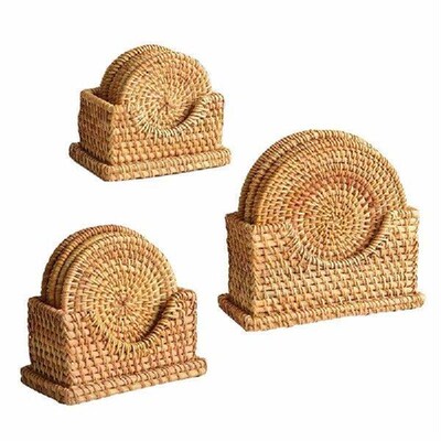 Rattan Coasters Cup Base Plates for Home Wedding Party
