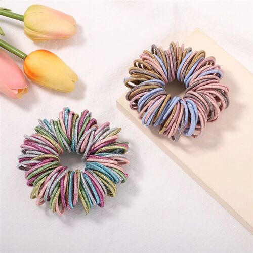 New 100Pcs/lot Hair Bands Girls Candy Color Elastic Rubber B