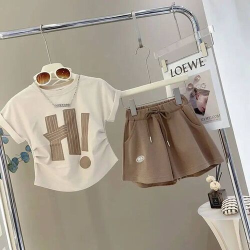 Girls Clothes Sets 2024 Summer Children Short-sleeved Suit T