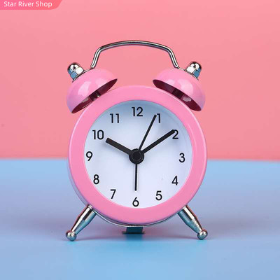 Cute Mini Metal Round Alarm Clock Desk Table Electronic Digi