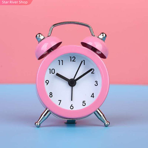 Cute Mini Metal Round Alarm Clock Desk Table Electronic Digi