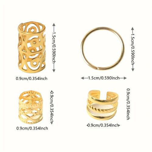 80PCS/Set Vintage Hollow Hair Rings Alloy Hair Cuff Hair Pin