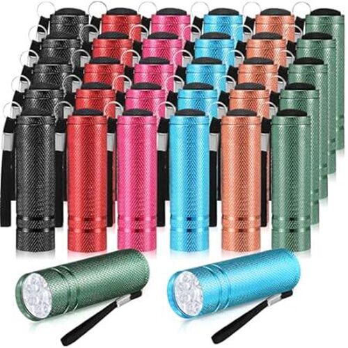 Glooglitter 48 Pack Mini Flashlights Bulk, Bright Aluminu