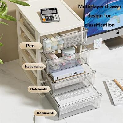 Clear Desktop Storage Box with Drawer Heightened Table Organ